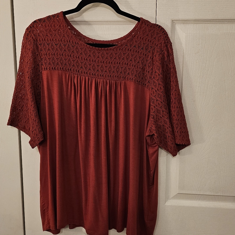 Torrid Burnt Orange Lace Detail Blouse